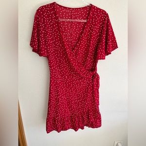Red Polka Dot Wrap Dress